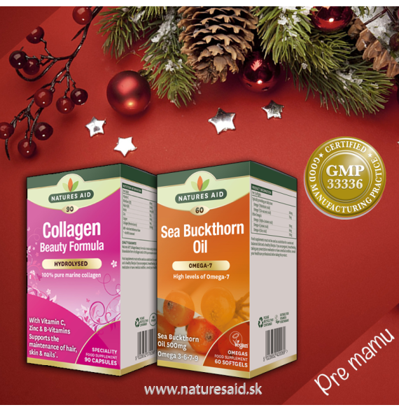 Výhodná vianočná akcia! Extra účinný Collagen Beauty Formula 90 cps + Rakytník Omega 3-6-9 60 cps.